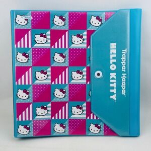 Mead Hello Kitty Trapper Keeper 3 Ring Binder Blue Pink Grid 2014 Sanrio